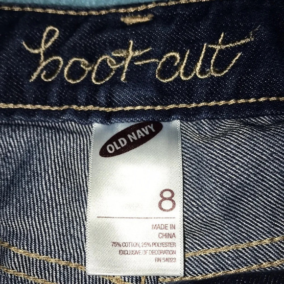 OLD NAVY boot-cut embellished blue jeans adjustable waistband size 8 - Picture 3 of 5